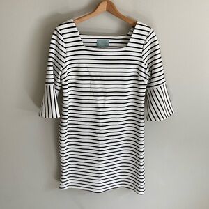 Skies are Blue, size medium, black and white striped dress, square neckline
